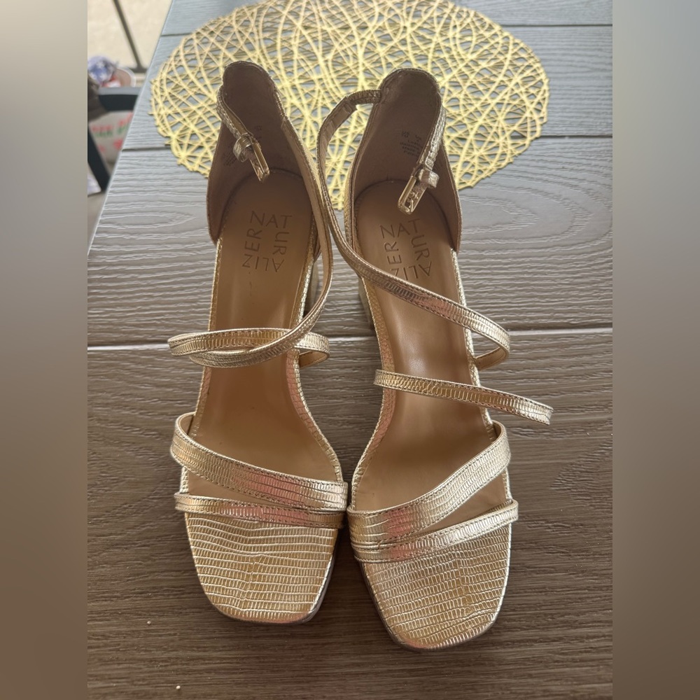 Naturalizer Gold Heels with Elegant Straps